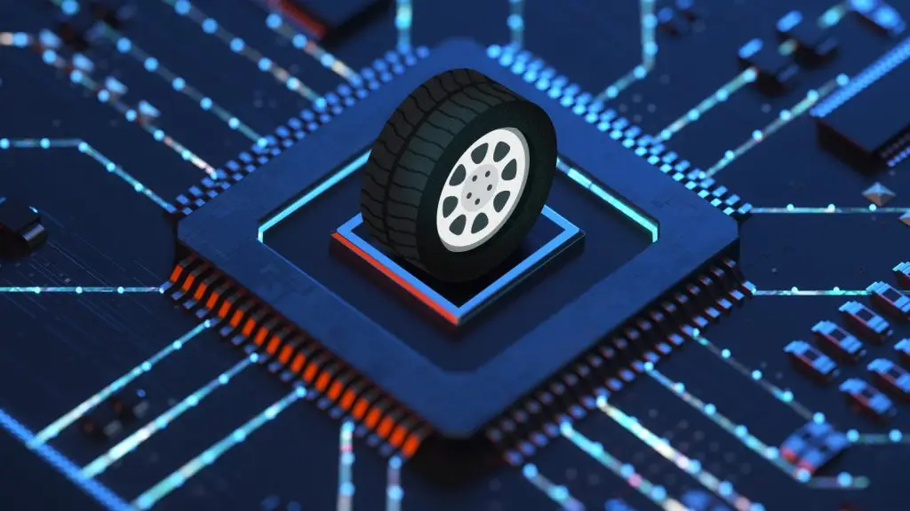 microchip graphic with tire