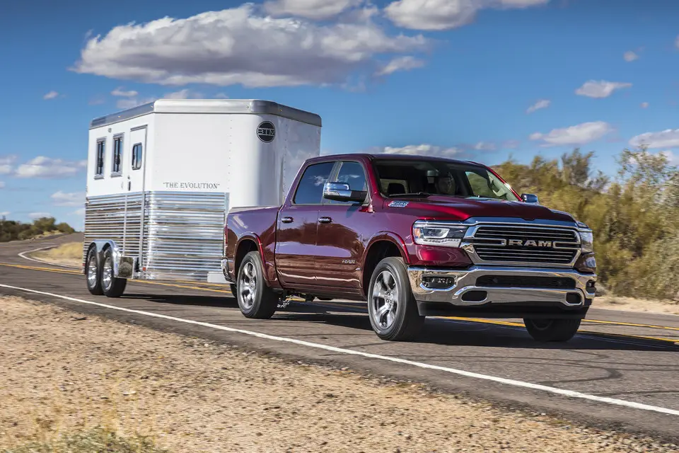 RAM pickup truck with trailer